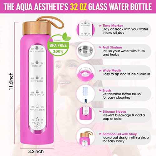 Glass Water Bottles 32 Oz with Silicone Sleeve