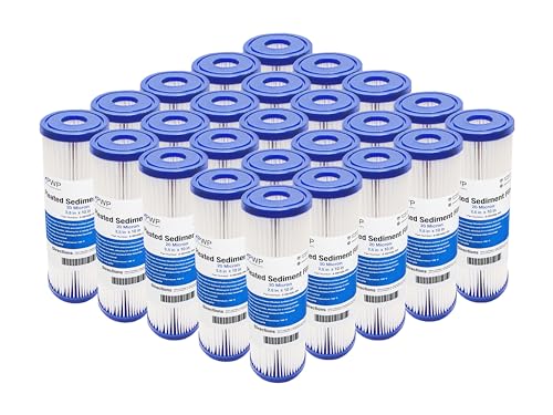 Pleated Poly Sediment Water Filter Cartridge 10x2.5" 20 Micron 25 Pack (25 Count)