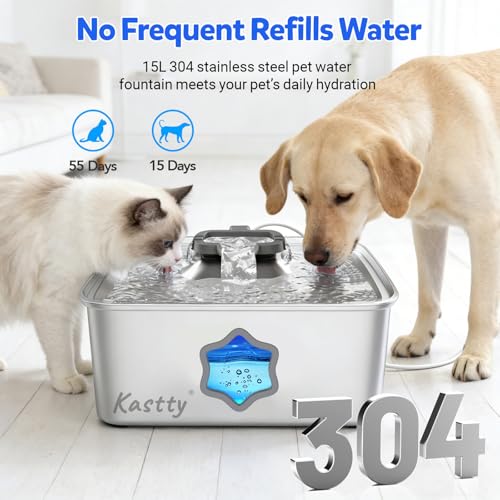 4Gal 15L Stainless Steel Dog Water Fountain for Pets