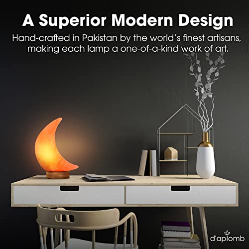 100% Authentic Natural Himalayan Salt Lamp;Hand Carved Moon Pink