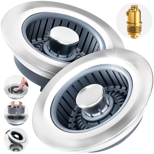 3 in 1 Kitchen Sink Stopper Strainer Basket Pop (2 Count)