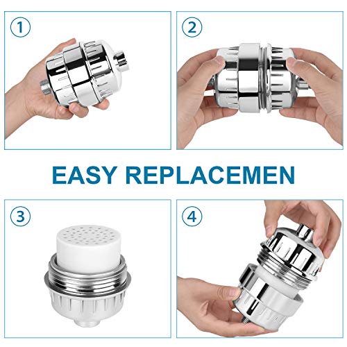 2 Pack 15 Stages Replacement Shower Filter for Hard Water (2 Count)