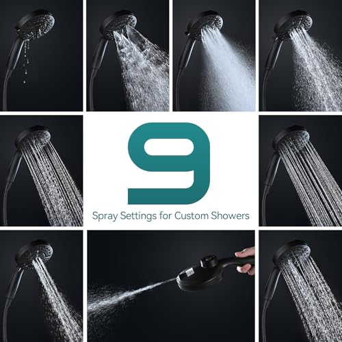 Foldable Rainfall Shower Head 9 Spray Settings