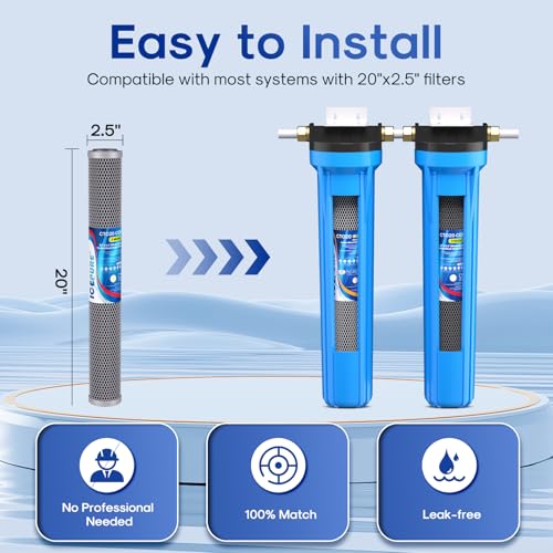 2.5"x 20" Whole House Carbon Sediment Water Filter High Capacity Combo Kit (2 Count)