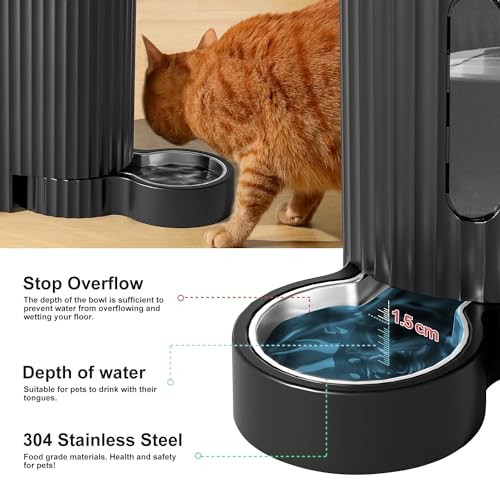 Automatic Gravity Cat Food Feeder and Water Dispenser Stainless Steel Two