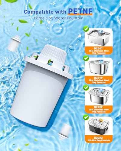 Dog Water Fountain Filter Replacement for PETNF Stainless Steel Pet Fountain Replacement Filters for D2223