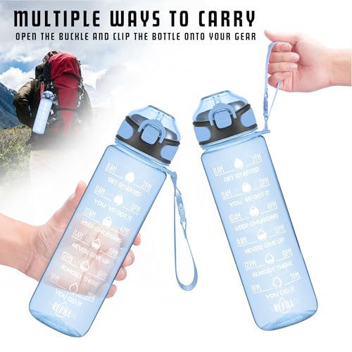 32 oz Water Bottle with Times to Drink and Straw