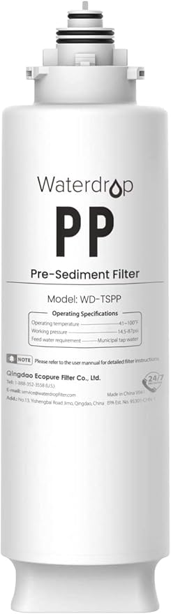 Waterdrop TSPP Under Sink Sediment Water Filter, Replacement TSU-W 3-Stage Ultra-Filtration Under Sink Water Filter System, 1 Pack