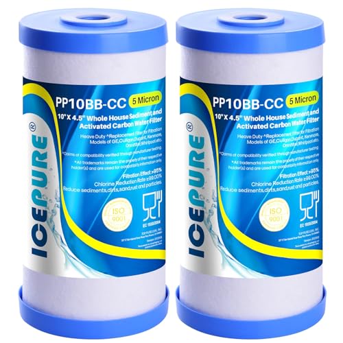 5 Micron 10" x 4.5" Whole House Sediment and Carbon Filter 2 Pack (2 Count)