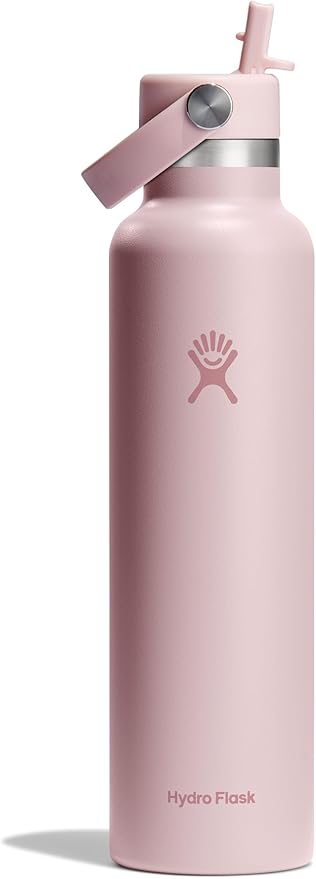 Hydro Flask Water Bottle - Insulated Stainless Steel - Straw Lid, Non Spill, Leakproof 24 Oz Trillium Pink