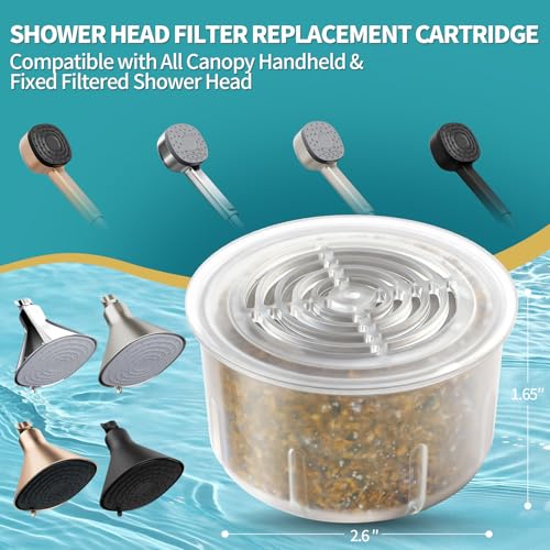 2Pack Multi Stage High Pressure Shower Head Filter Replacement Compatible with Canopy Handheld Filtered Shower Head and Fixed Shower Head (2 Count)