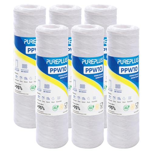 20 Micron 10"x2.5" Whole House String Wound Sediment Filter for Well Water (6 Count)
