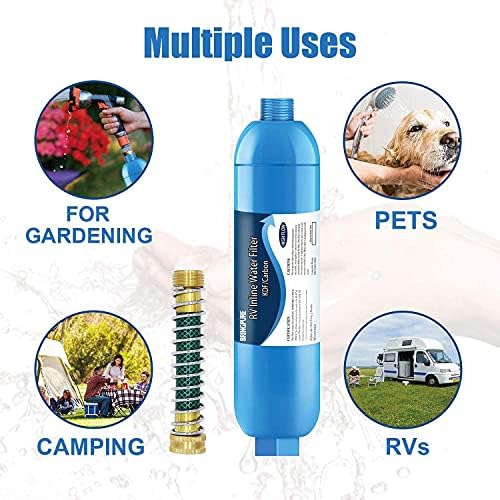 RV Water Filter with 90 Degree Elbow and Flexible Hose Protector (4 Count)