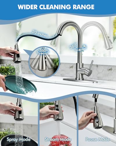 Kitchen Faucet with Pull Down Sprayer and Soap Dispenser