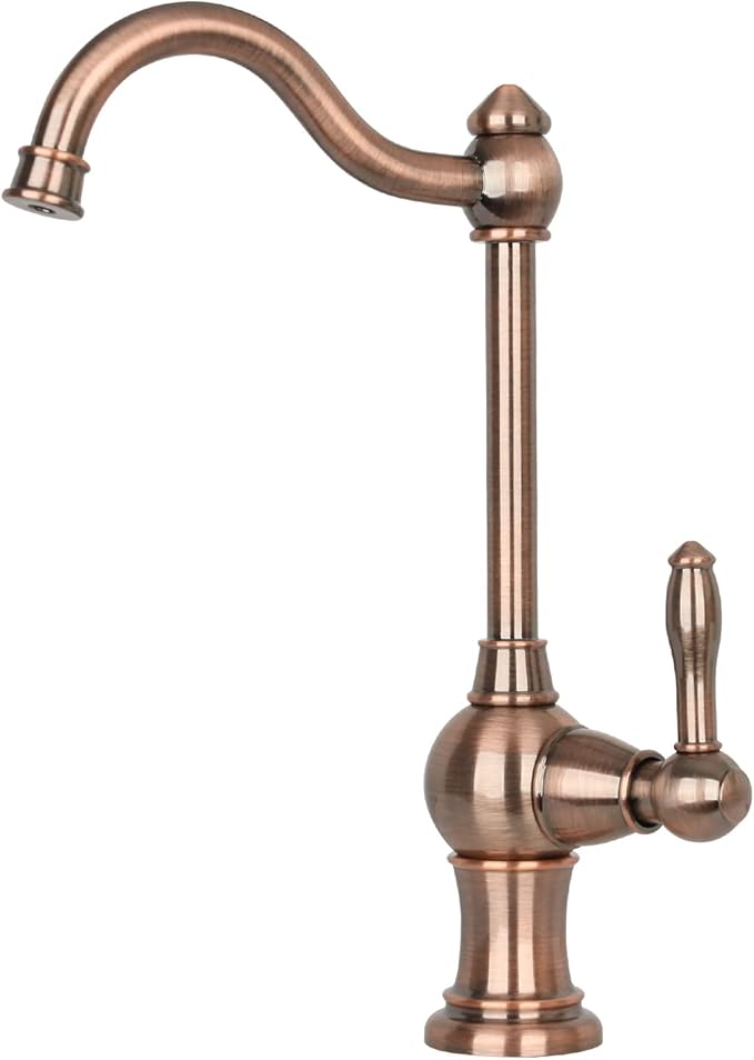 Akicon Kitchen Water Filter Faucet, Brass Body 100% Lead-Free Drinking Water Faucet Fits Most Reverse Osmosis Units or Filtration System, Non-Air Gap, Cold Water Only(Antique Copper)