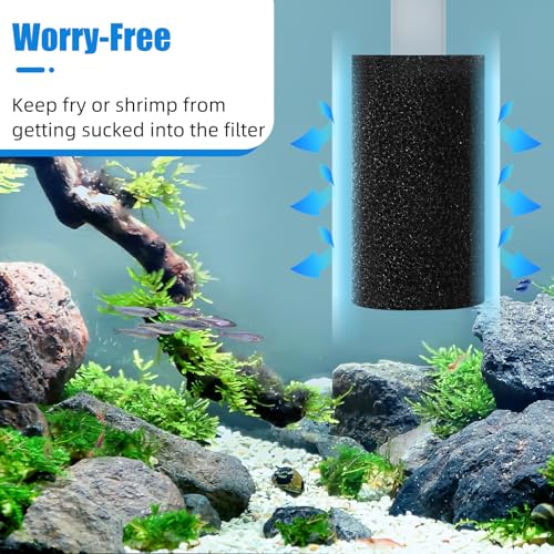 12-Pack Pre-Filter Sponge for Aquarium Shrimp Fry Fish Tank Filter 0.8 Inch Intake, Replacement Foam Cover (12 Count)