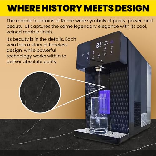 U1-W App-Enabled 4-in-1 Hot & Cold Countertop Reverse Osmosis Water Filter System – 5-Stage RO + Alkaline Re-Mineralization + Hydrogen-Enriched Water Dispenser with TDS & Counter RO Filtration