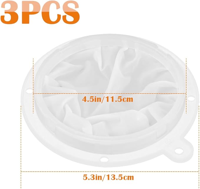 3PCS Filter Strainer 400 Mesh Nylon Food Grade Filter Mesh Filter Funnel for Juice Milk Wine Cheese Whey Grease Coffee, 5 Inch
