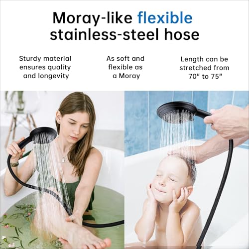 Shower Head with Metal Shower Holder and Long Hose