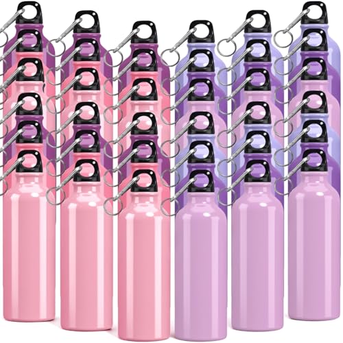 36 Pcs Lightweight Aluminum Water Bottle Bulk 17 oz Leak Proof Bike Water Sports Bottles with Buckle and Twist Cap Team Reusable for Sports Gym Bicycle Camping (36 Count)