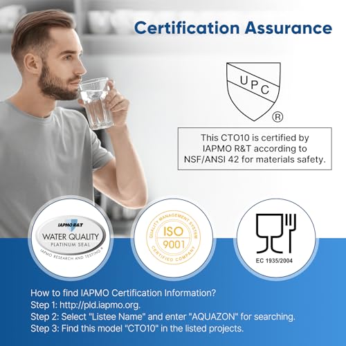 1 Micron 2.5" x 10" Whole House CTO Carbon Water Filter Cartridge Replacement for Under Sink Water Filter System (2 Count)