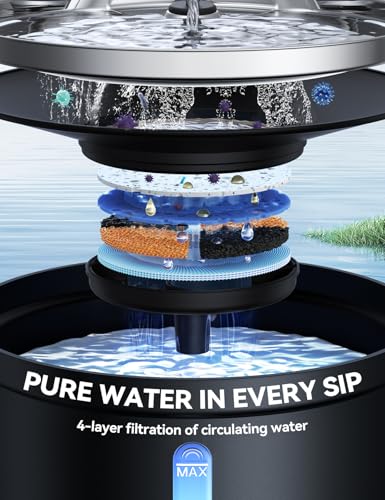 Wireless Cat Water Fountain [Water & Battery Separation] FEELNEEDY 4000mAh Battery Operated Cat Fountain