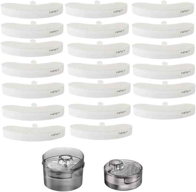NPET 20 Pack Dog Fountain Replacement Filters with Pump Sponge, DF10/DF30 Pet Water Fountain