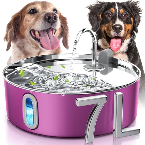 7L 236oz Stainless Steel Dog Water Fountain for Large Dogs