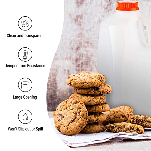 64 Oz HDPE Plastic Juice Bottles with Orange Tamper Evident Caps by MT Products (6 Count)