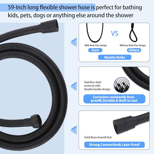 Shower Slide Bar Handheld Shower Head with Hose