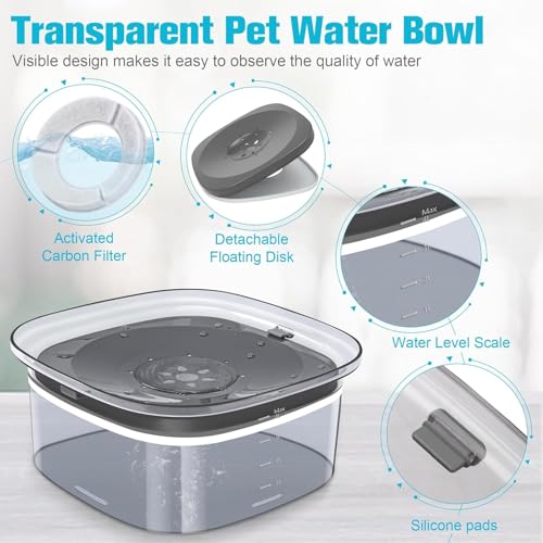 4L Dog Water Bowl No Spill Large Capacity Slow Drinking Water Feeder