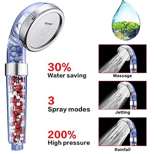 Shower Head Filter Filtration High Pressure Water Saving 3 Mode Function Spray Handheld Showerheads for Dry Skin & Hair