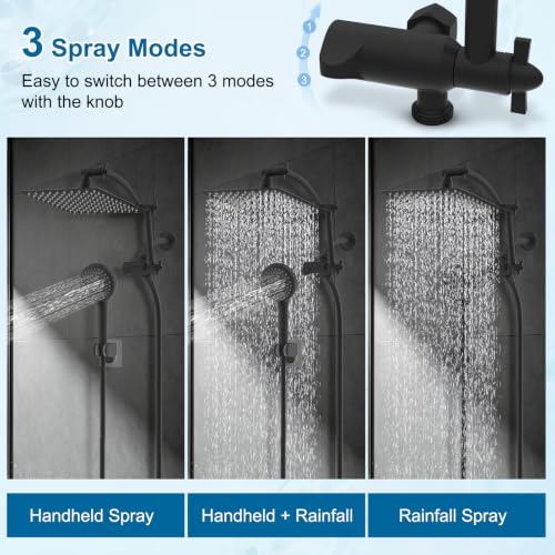 All Metal 10" High Pressure Rain Shower Head Combo