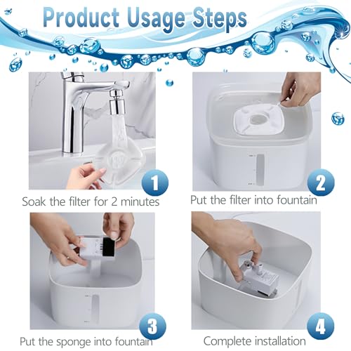 18 Pcs Cat Water Fountain Filters Replacement Compatible with VEKEN 95oz
