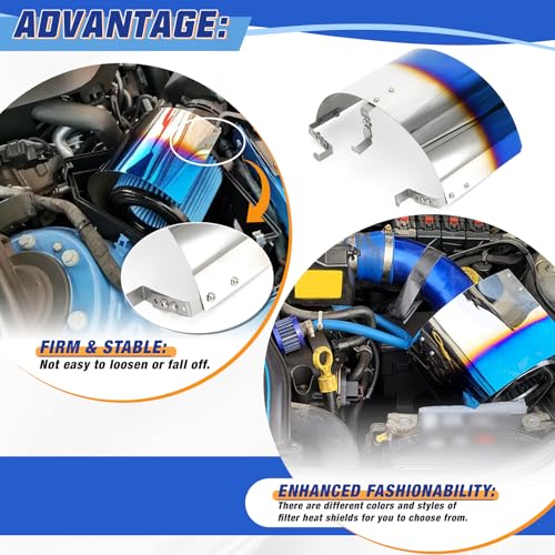 PTNHZ Universal Stainless Steel Air Intake Filter Cover Heat Shield Fits for 2.5