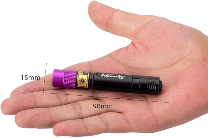 Alonefire SV62 Mini 3W UV Flashlight 365nm Portable Ultraviolet Black Light Very Small EDC for Minerals, Pet Urine Detector, Scorpions, Finding Stains, Money Detection with AAA Battery Easy to Replace