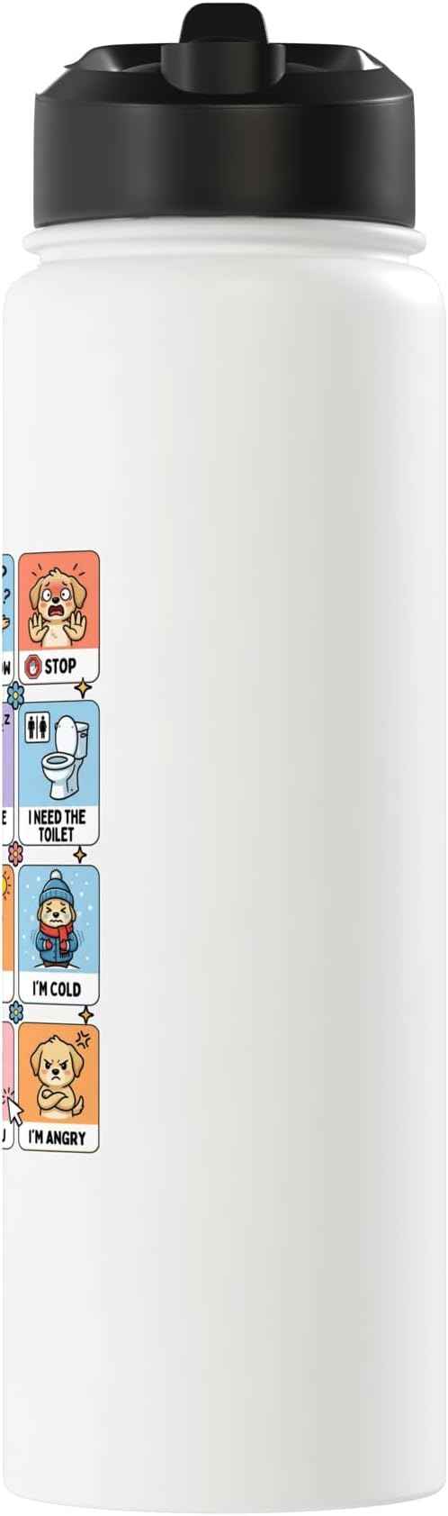 Autism ACC Communication Dog Lovers Kids Cute Autistic Stainless Steel Insulated Water Bottle
