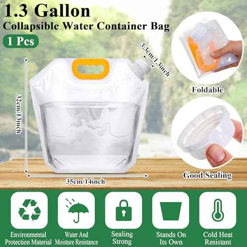 1 Pack 1.3 Gallon Collapsible Water Bags