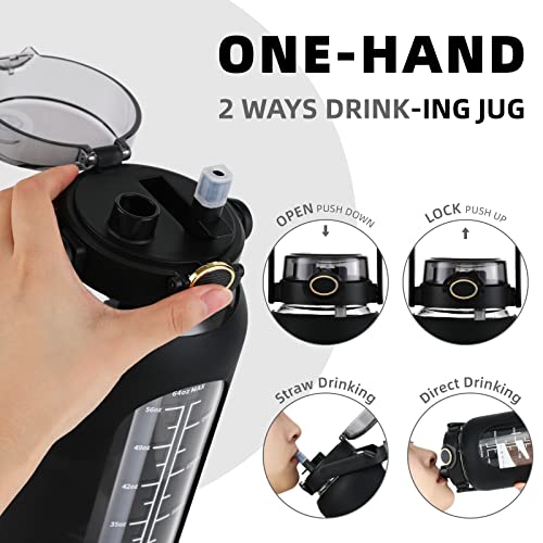64 oz Glass Water Bottle with 2