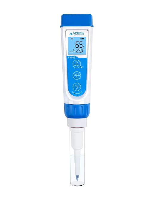 Apera Instruments Premium-Series PH60S Food pH Pocket Tester Kit & LLC-AI1109 8oz. pH Calibration Buffer Solution Kit (pH 4.00, 7.00 & 10.01)