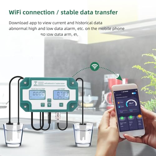 Water Quality Meter TDS EC 6 in 1 Salinity Temperature Tester Real Time Transmission