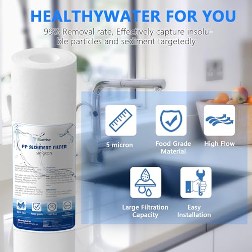 5 Micron 10" x 2.5" Sediment Water Filter Replacement Cartridge (6 Count)