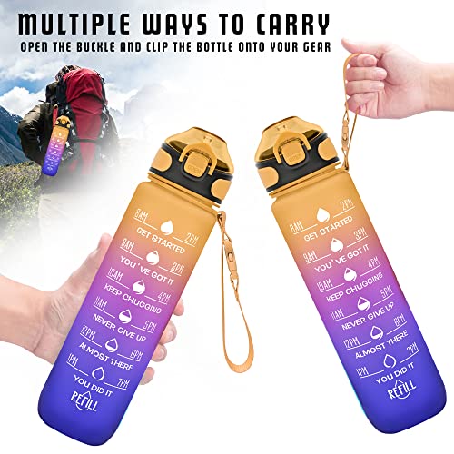 32 oz Water Bottle with Times to Drink and Straw