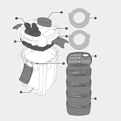 HW 304B 525GPH Canister Aquarium Filter with Meida Kits