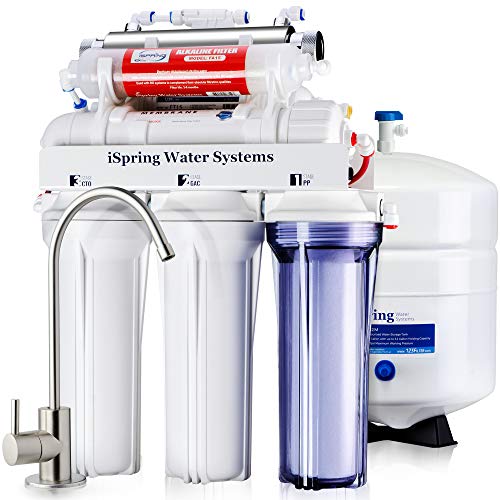 RCC7AK-UVBN, NSF Certified, 7-Stage Under Sink Reverse Osmosis Water Filtration System with Alkaline Remineralization and UV Filter, Patented Top-Mounted Faucet Design for Easy Installation
