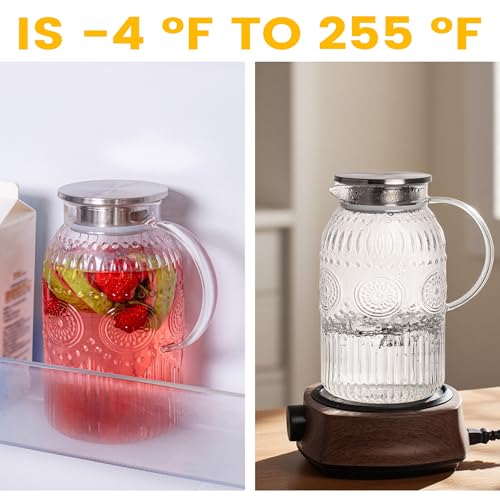 Vintage Glass Pitcher with Lid