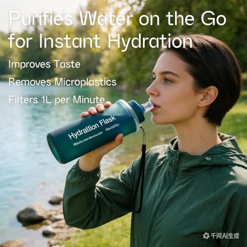 Collapsible Water Bottle with Filter for Hiking Travel