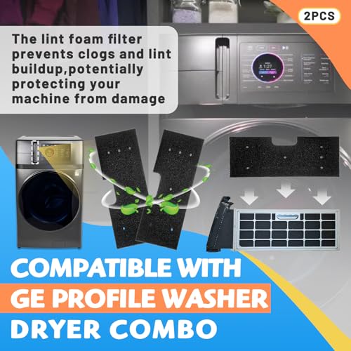 2Pack Lint Filter WH01X35719 Compatible with GE Profile Washer Dryer Combo Models PFQ97HSPVDS