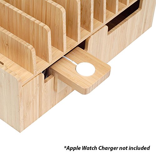 Bamboo 10 Port Charging Station & Compatible Adapter for Apple Watch Combo for use with Watch