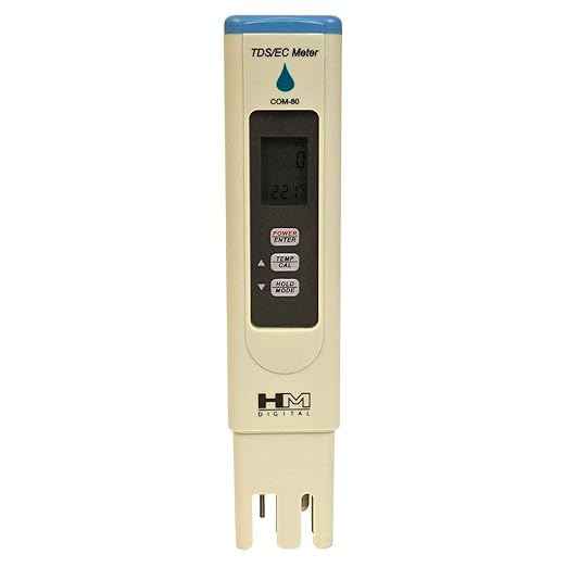HM Digital COM-80 Electrical Conductivity (EC) and Total Dissolved Solids Hydro Tester, 0-5000 ppm TDS Range, 1 ppm Resolution, +/- 2% Readout Accuracy